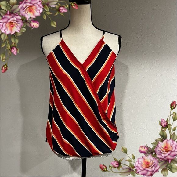 Maurice's Spaghetti Straps Front Wrap Stripe Tank Top - Picture 1 of 13